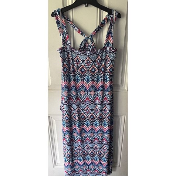 Tommy Bahama NEW Halter Prima Peacock Midi Dress Blue Island Size XL - Picture 7 of 8